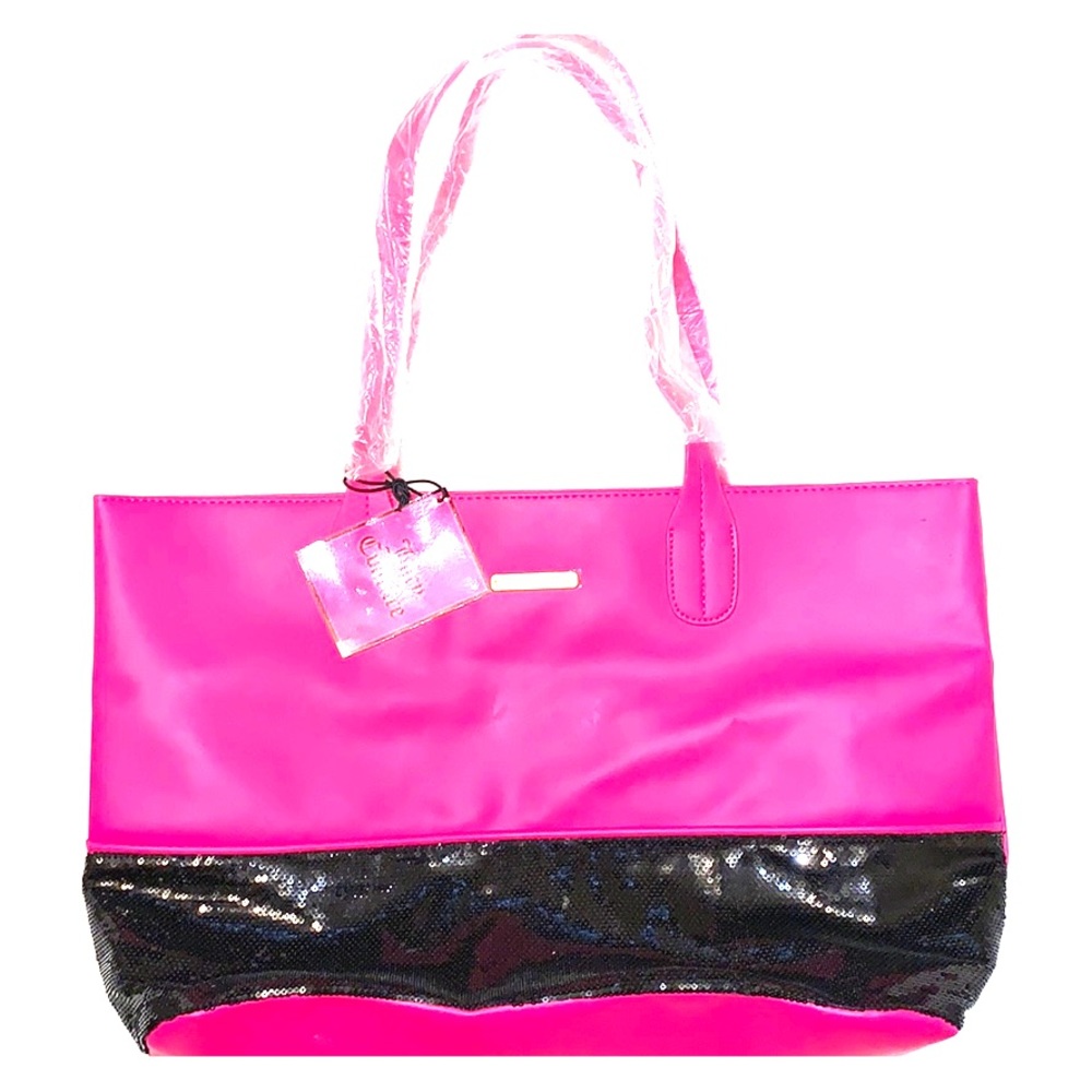 Juicy Couture Pink and Black Glitter tote